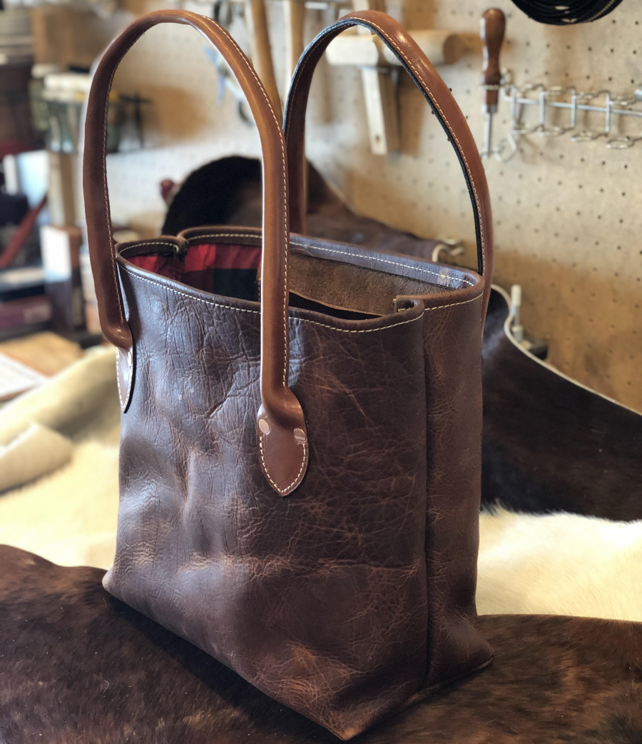 Bison Leather Tote Bag for everyday use - Ozark Mountain Leather